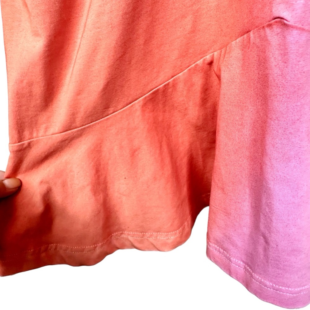 Parker Rae Dress Ombré Twist Front Tee Large Coral & Pink Ruffle - Picture 9 of 13